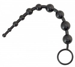 Анальная цепочка Black&Red чёрная из ПВХ 30 см
