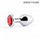 Фото-1 Анальная втулка Silver Plug medium серебристая с красным кристаллом 16