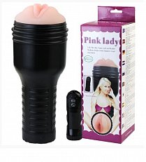 Мастурбатор Pink Lady из киберкожи с вибрацией в колбе-корпусе