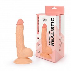Фаллоимитатор EroWoman Realistic телесный реалистичный с мошонкой на присоске 19,5 см