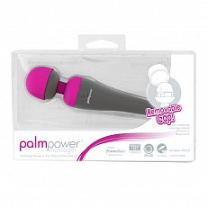 Вибромассажер Palmpower Massager со съемной крышкой под сменные насадки черно-розовый