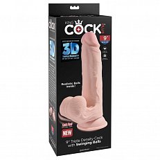 Фаллоимитатор King Cock Plus Fanta Flesh 3D реалистичный на присоске телесный 20,3 см