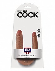 Фаллоимитатор King Cock двойной из ПВХ коричневый 12,7 см