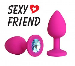 Анальная втулка Sexy Friend с голубым кристаллом