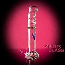 Фаллоимитатор стеклянный Sexus Glass с рельефной поверхностью 16 см