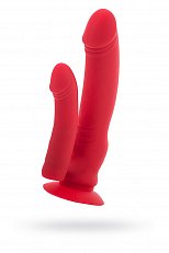 Вибратор ToyFa Black&Red двойной красный на присоске 402