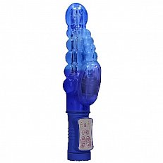 Вибратор Shots Rotating Bubbles с клиторальным стимулятором синий