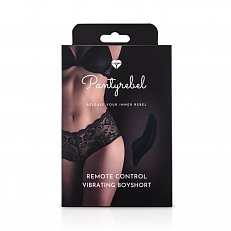 Клиторальный вибратор Pantyrebel Boyshort с трусиками и пультом д/у черный
