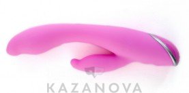 Фото-2 Вибратор с клиторальным стимулятором Gopladas Roller Tip розовый 14 см