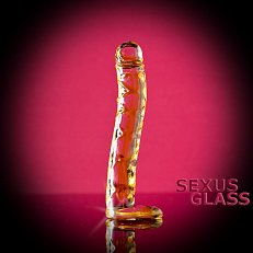 Фаллоимитатор стеклянный Sexus Glass изогнутый с шариками 17 см