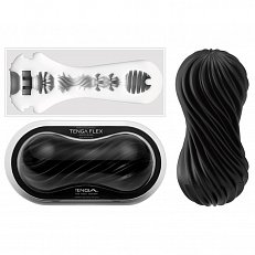 Мастурбатор Tenga FLEX Rocky Black со спирально-ребристым гибким корпусом