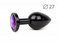Анальная втулка Black Plug small черная с фиолетовым кристаллом