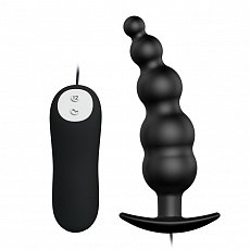 Анальная втулка с вибрацией Special Anal Stimulation из медицинского силикона черная рельефная