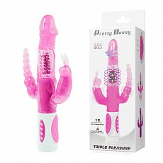 Вибратор с ротацией Baile Pretty Bunny с анальным и клиторальным стимуляторами