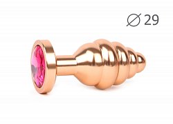 Анальная втулка Gold Plug small золотая c рубиновым кристаллом