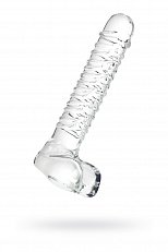 Фаллоимитатор стеклянный Sexus Glass с мошонкой прозрачный 21 см
