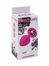 Анальная втулка Emotions Cutie medium силиконовая розовая с черным кристаллом