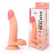 Фаллоимитатор EroWoman Realistic телесный реалистичный с мошонкой на присоске 21 см