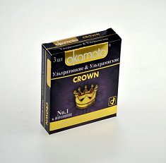 Презервативы OKAMOTO Crown 3 ультратонкие ультрамягкие телесные