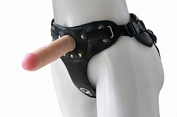 Страпон Style Dolli на трусиках с насадкой из киберкожи и внутренним плагом 600