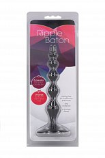 Анальная втулка-ёлочка черная Ripple Baton из TPR, 18 см