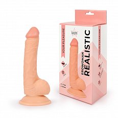 Фаллоимитатор EroWoman Realistic телесный реалистичный с мошонкой на присоске 19,5 см 057