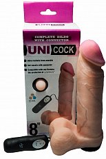 Насадка для страпона Uni Cock с вибрацией и коннектером из киберкожи реалистичная 18,5 см 513
