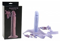 Страпон женский на поясе Dream Toy из TPR пурпурный 19 см