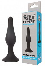 Анальная втулка Sex Expert из медицинского силикона чёрная 11,5 см