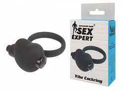 Кольцо эрекционное SexExpert Vibe Cockring с вибрацией черное