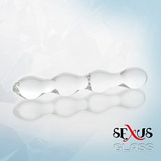 Фаллоимитатор двусторонний Sexus Glass шарообразный рельеф 18 см