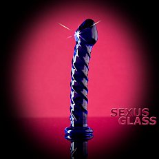 Фаллоимитатор стеклянный Sexus Glass со спиралевидным рельефом 18 cм