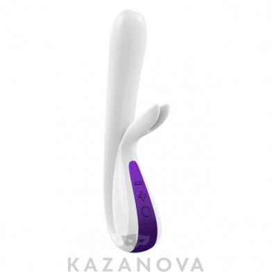 Вибратор OVO Rabbit с клиторальным стимулятором белый с фиолетовым 23 см