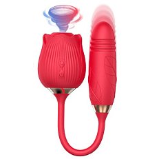 Вакуум-волновой бесконтактный стимулятор клитора Rose Vibrator с вибрацией 10 режимов красный