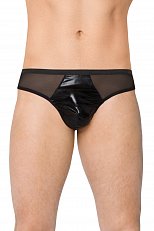 Стринги комбинированные: wetlook и сетка