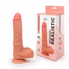 Фаллоимитатор EroWoman Realistic телесный реалистичный с мошонкой на присоске 21 см 070