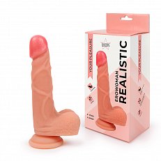 Фаллоимитатор EroWoman Realistic телесный реалистичный с мошонкой на присоске 19,5 см