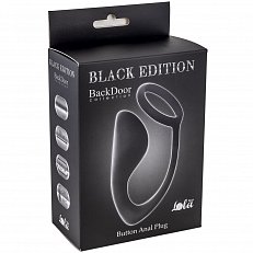 Анальный стимулятор Lola Toys Button Anal Plug с эрекционным кольцом черный из медицинского силикона