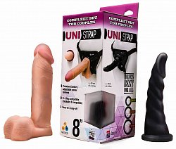 Страпон с двумя насадками Uni Strap из киберкожи 19 см 503