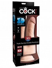 Фаллоимитатор двойной King Cock Plus Soft Skin реалистичный на присоске телесный 24 см