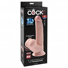 Фаллоимитатор King Cock Plus Fanta Flesh 3D реалистичный на присоске телесный 17,8 см