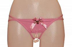 Трусики с интимным доступом с бусинами на двойных тесемках