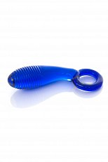 Фаллоимитатор стеклянный с кольцом Sexus Glass синий