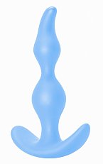 Анальная втулка First Time Bent Anal Plug из медицинского силикона голубая