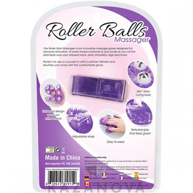 Фото-8 Перчатка массажная Roller Balls Massager фиолетовая