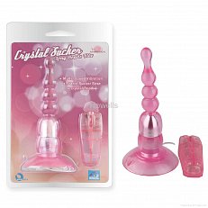 Анальный стимулятор Crystal Sucker на присоске с вибрацией розовый