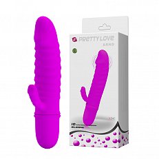 Минивибратор Pretty Love Arnd с клиторальным стимулятором из силикона розовый
