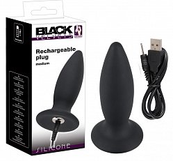 Анальный плаг Black Velvets Medium с вибрацией чёрная