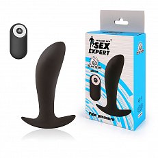 Анальная втулка Sex Expert Vibe Plesuare из силикона с вибрацией и пультом д/у