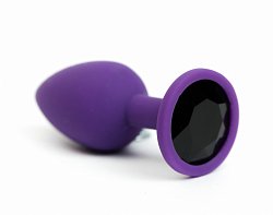 Анальная втулка 4SexDream силиконовая фиолетовая с чёрным стразом малая